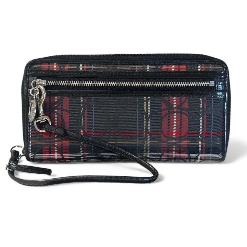 Coach Signature Plaid Wristlet Wallet